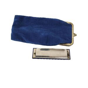 Vintage Hot Metal Harmonica with‎ Bag GUC